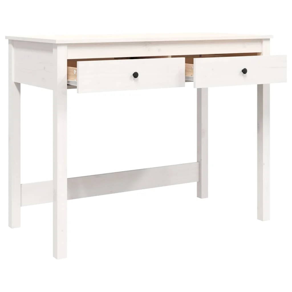 Bureau avec tiroirs 100 x 50 x 78 cm blanc bois massif – vue de dessus