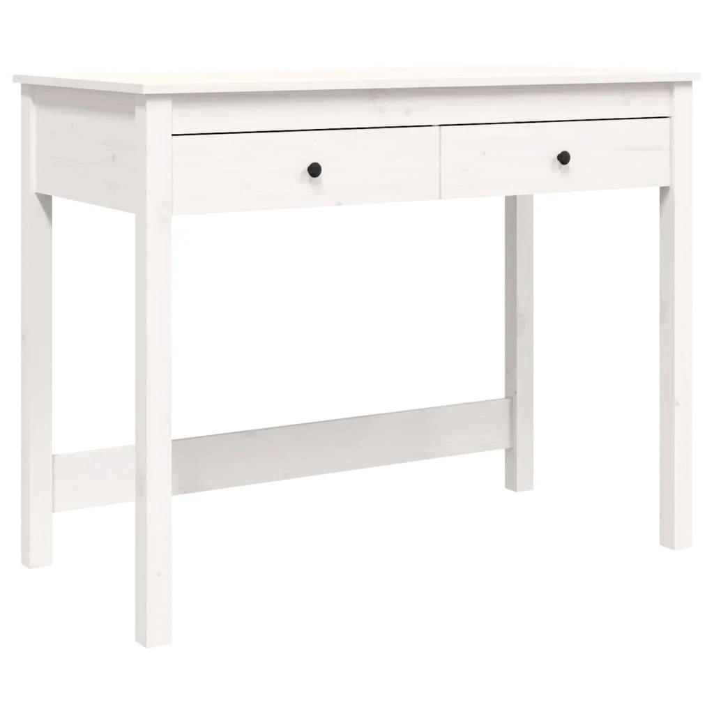 Bureau avec tiroirs 100 x 50 x 78 cm blanc bois massif – vue de côté