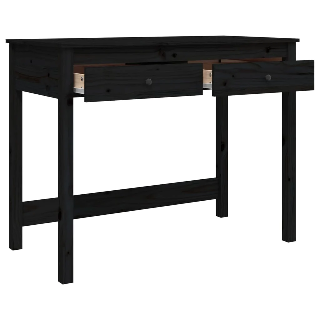 Bureau avec tiroirs 100 x 50 x 78 cm noir bois massif – vue de dessus
