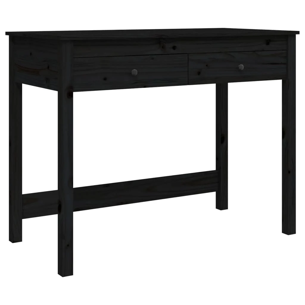 Bureau avec tiroirs 100 x 50 x 78 cm noir bois massif – vue de côté