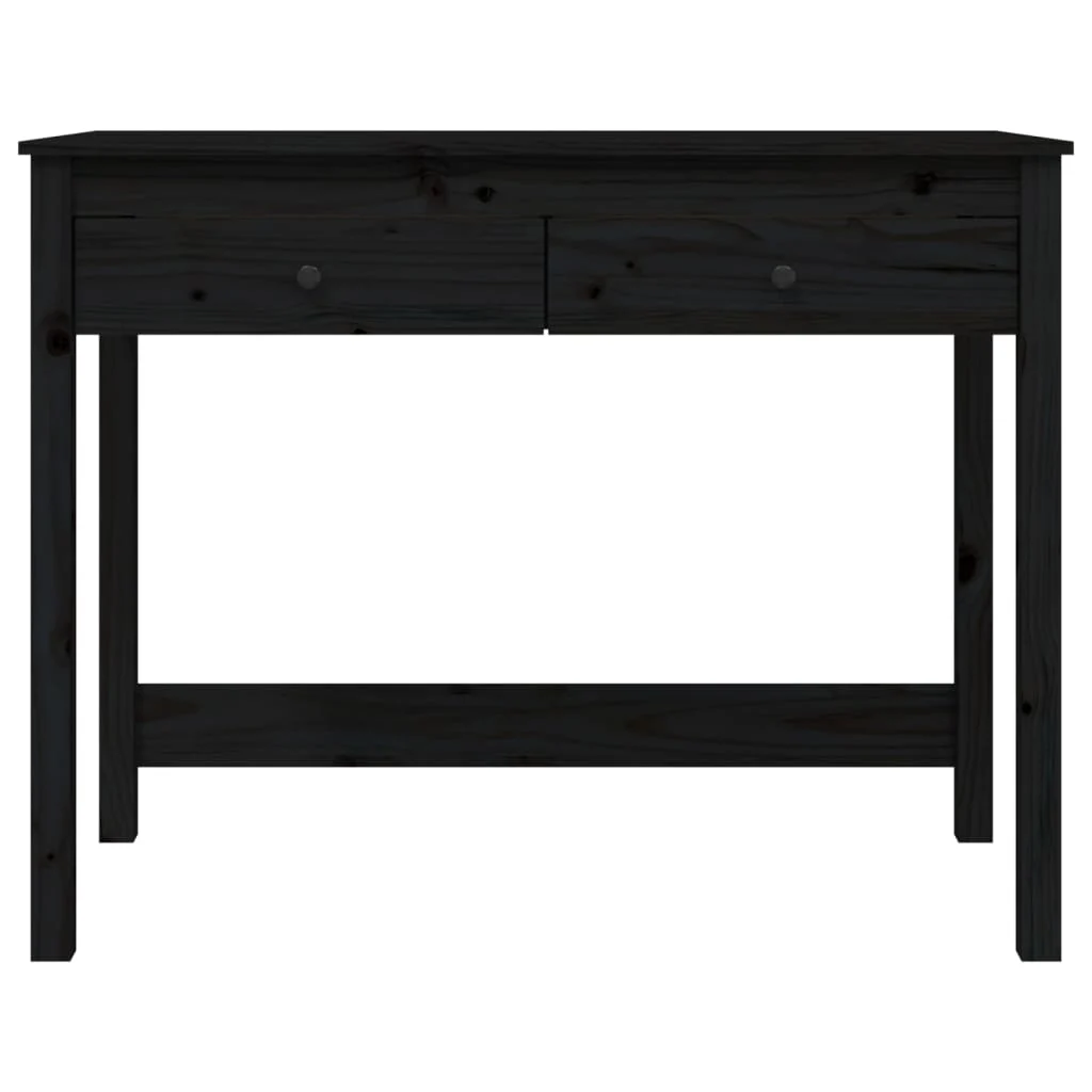 Bureau avec tiroirs 100 x 50 x 78 cm noir bois massif – vue en situation