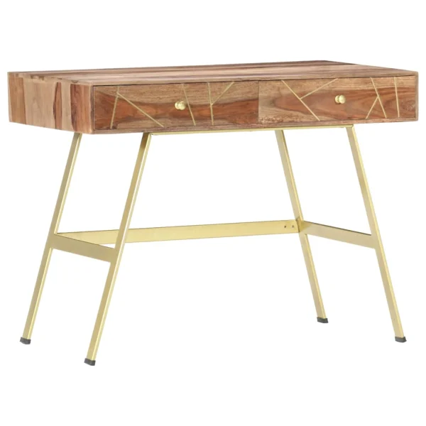 Bureau avec tiroirs 100 x 55 x 75 cm brun bois massif – vue d’ensemble