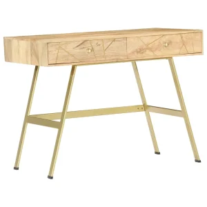 Bureau avec tiroirs 100 x 55 x 75 cm brun bois massif de manguier – vue d’ensemble