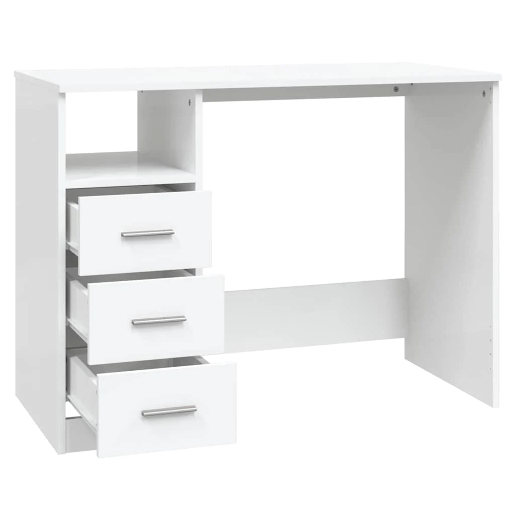 Bureau avec tiroirs 102 x 50 x 76 cm blanc bois d'ingénierie – vue de dessus