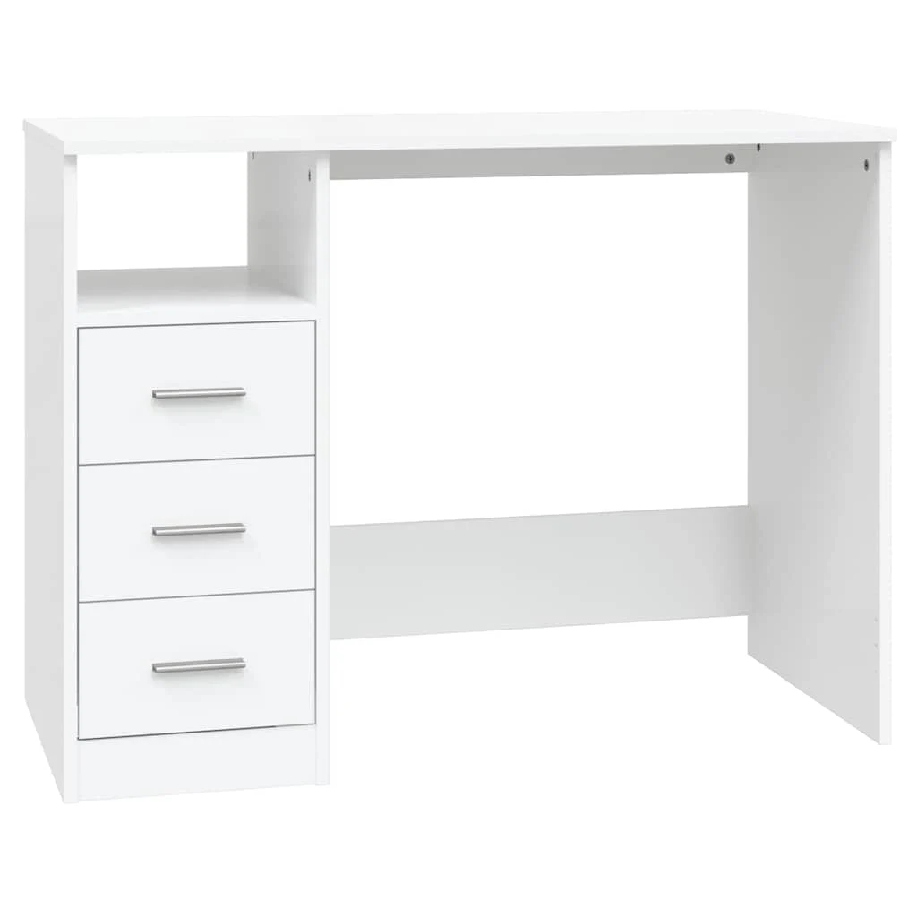 Bureau avec tiroirs 102 x 50 x 76 cm blanc bois d'ingénierie – vue de côté
