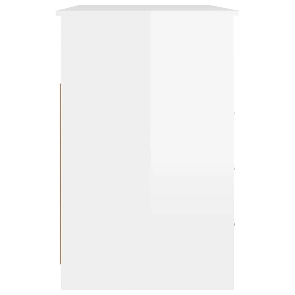 Bureau et tiroirs 102 x 50 x 76 cm blanc brillant bois d'ingénierie – vue de dos