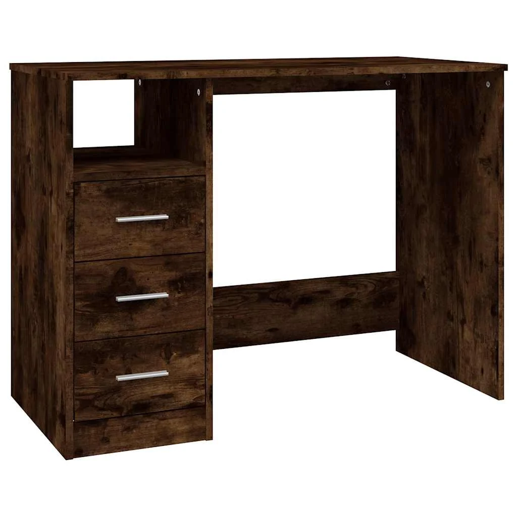 Bureau avec tiroirs 102 x 50 x 76 cm chêne fumé bois d'ingénierie – vue de côté
