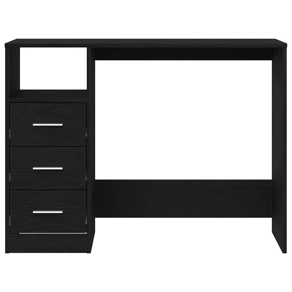 Bureau avec tiroirs 102 x 50 x 76 cm chêne noir bois d'ingénierie – vue de dessus