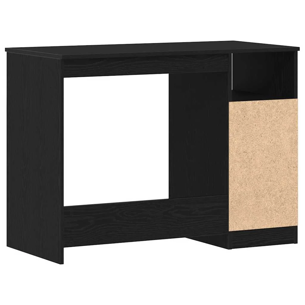 Bureau avec tiroirs 102 x 50 x 76 cm chêne noir bois d'ingénierie – vue de dos