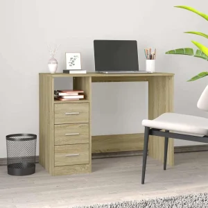 Bureau avec tiroirs 102 x 50 x 76 cm chêne sonoma bois d'ingénierie – vue d’ensemble