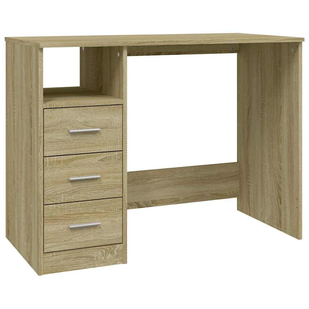 Bureau avec tiroirs 102 x 50 x 76 cm chêne sonoma bois d'ingénierie – vue de côté