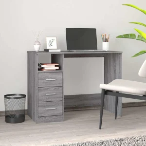 Bureau avec tiroirs 102 x 50 x 76 cm sonoma gris bois d'ingénierie – vue d’ensemble