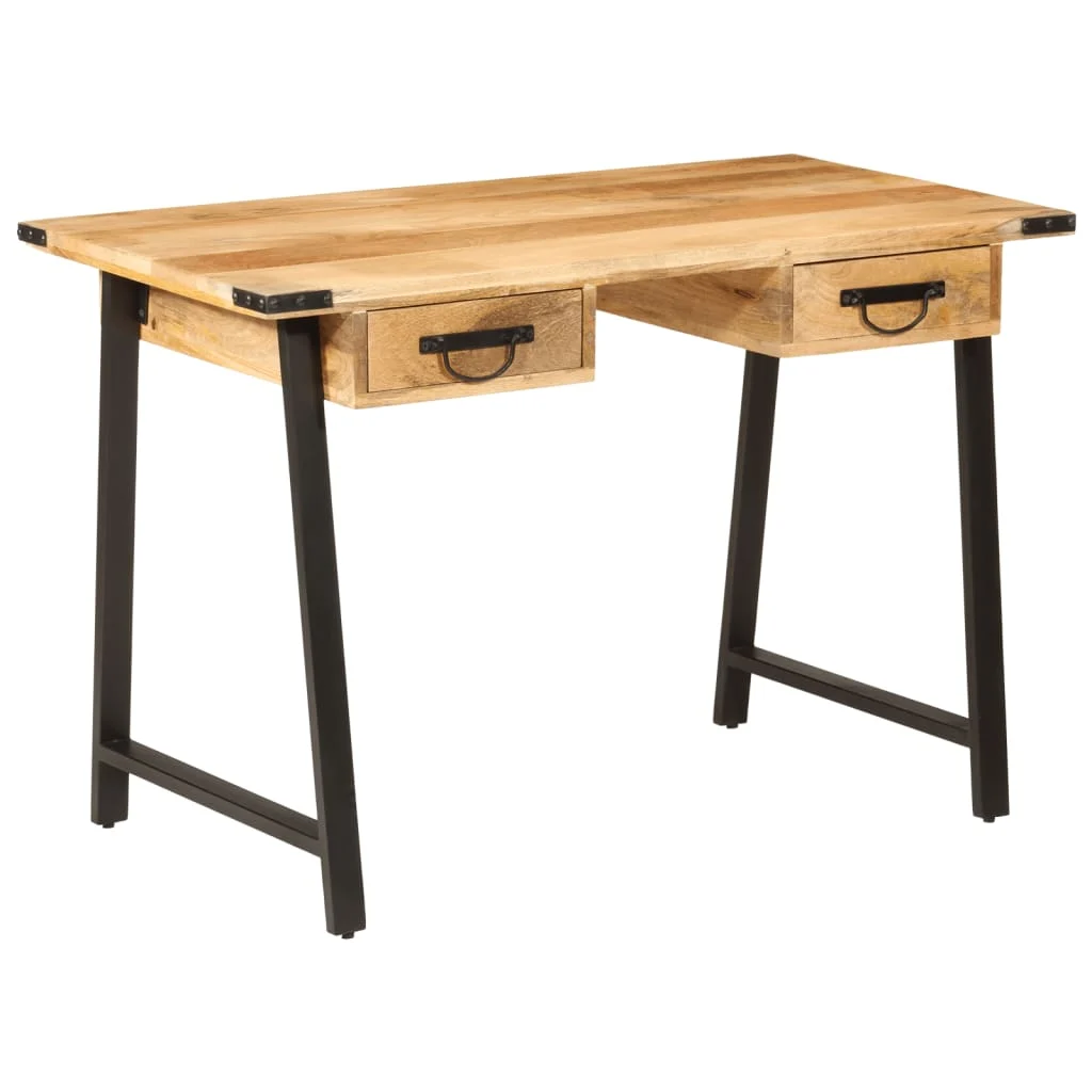 Bureau avec tiroirs 105 x 55 x 70 cm brun bois massif de manguier – vue de dessus