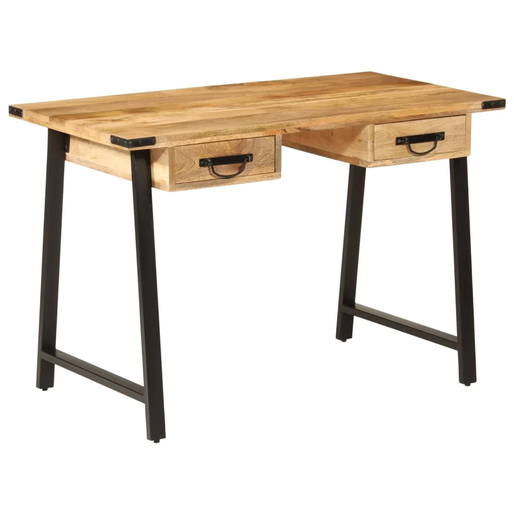 Bureau avec tiroirs 105 x 55 x 70 cm brun bois massif de manguier – vue de dos