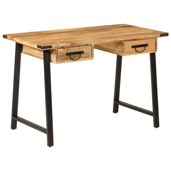Bureau avec tiroirs 105 x 55 x 70 cm brun bois massif de manguier – vue d’ensemble