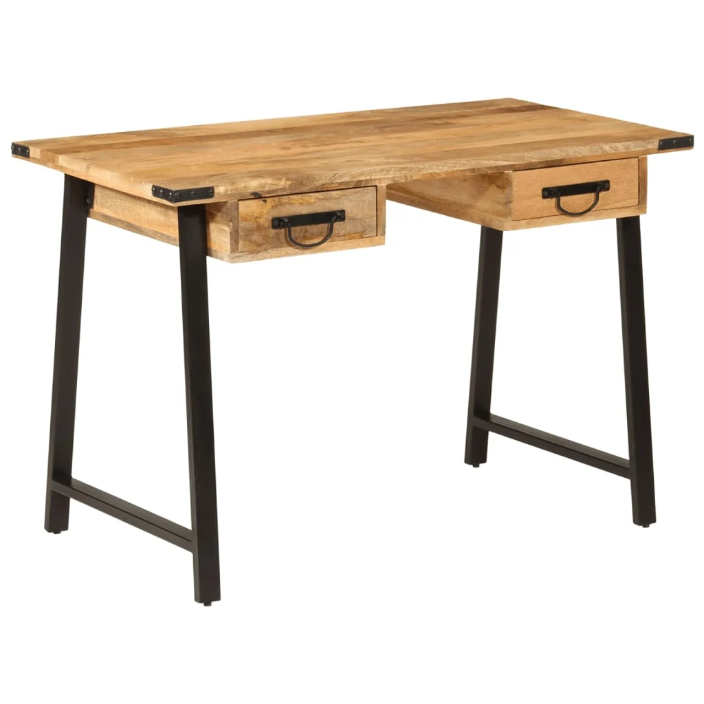 Bureau avec tiroirs 105 x 55 x 70 cm brun bois massif de manguier – vue d’ensemble