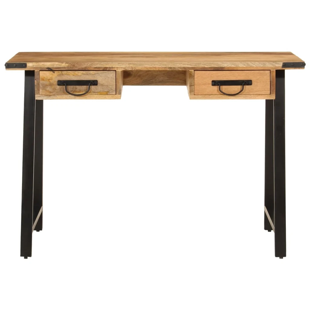 Bureau avec tiroirs 105 x 55 x 70 cm brun bois massif de manguier – vue de détail