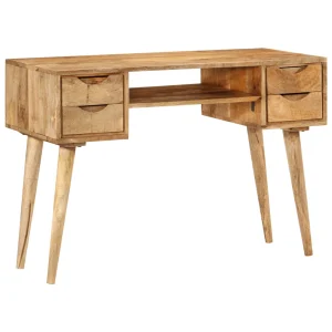 Bureau avec tiroirs 110 x 47 x 76 cm brun bois massif de manguier – vue d’ensemble
