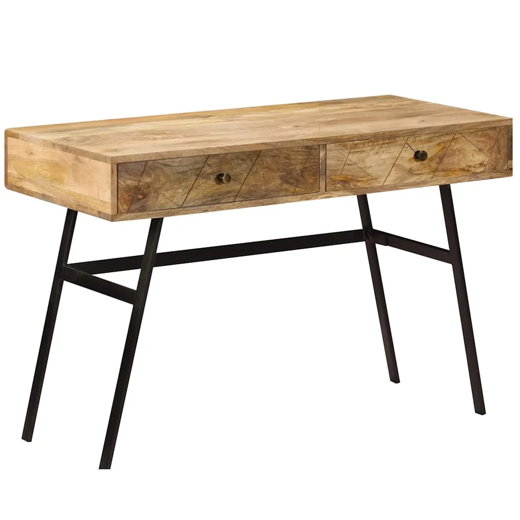 Bureau avec tiroirs 110 x 50 x 75 cm brun bois massif de manguier – vue de dessus