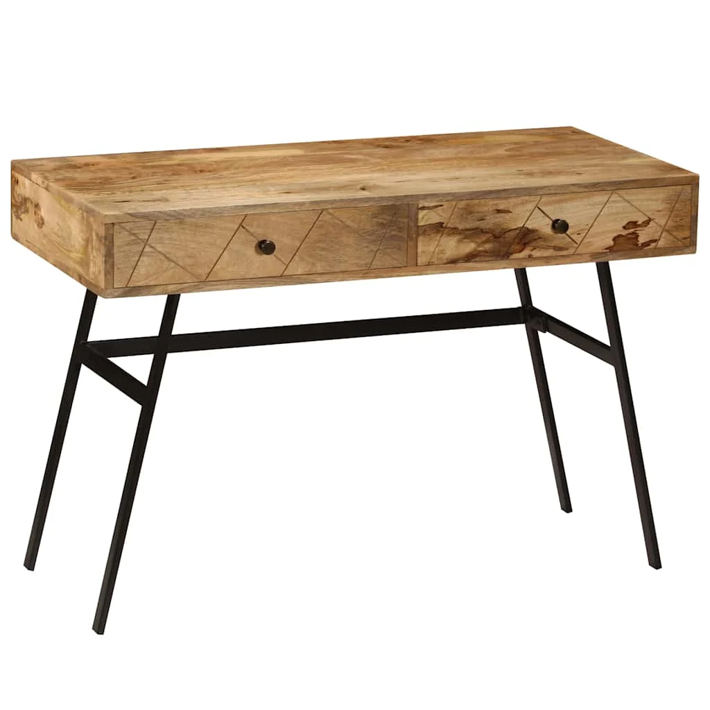 Bureau avec tiroirs 110 x 50 x 75 cm brun bois massif de manguier – vue de dos