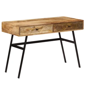 Bureau avec tiroirs 110 x 50 x 75 cm brun bois massif de manguier – vue d’ensemble