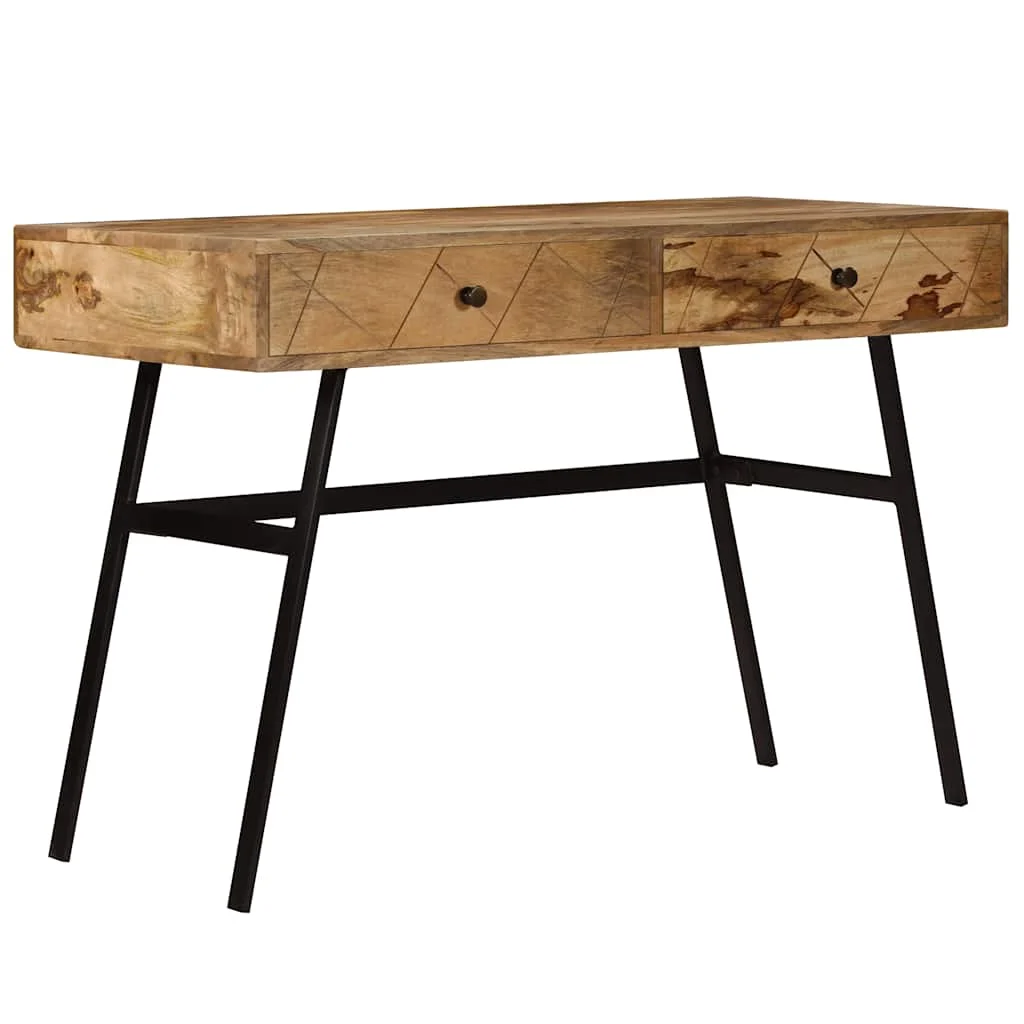 Bureau avec tiroirs 110 x 50 x 75 cm brun bois massif de manguier – vue de côté