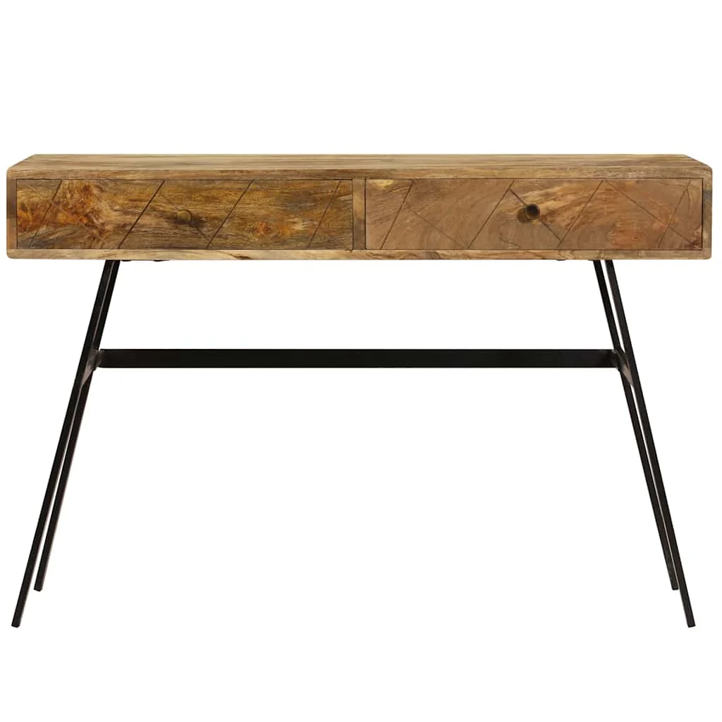 Bureau avec tiroirs 110 x 50 x 75 cm brun bois massif de manguier – vue de détail