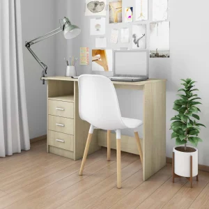 Bureau avec tiroirs 110 x 50 x 76 cm chêne sonoma aggloméré – vue d’ensemble
