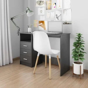 Bureau avec tiroirs 110 x 50 x 76 cm noir aggloméré – vue d’ensemble