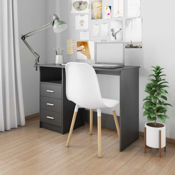 Bureau avec tiroirs 110 x 50 x 76 cm noir aggloméré – vue d’ensemble