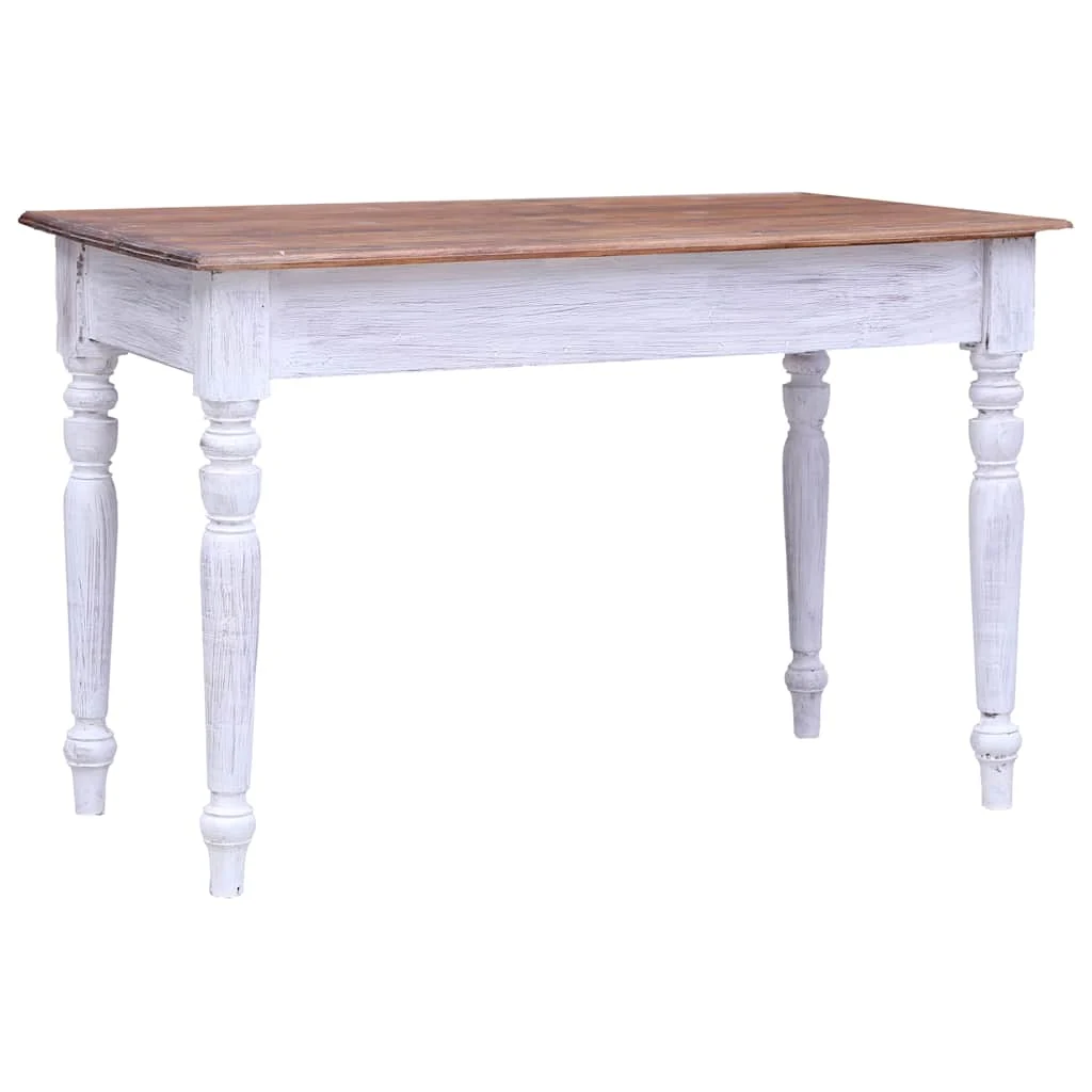 Bureau avec tiroirs 117 x 57 x 75 cm blanc et bois clair bois massif d'acajou – vue en situation