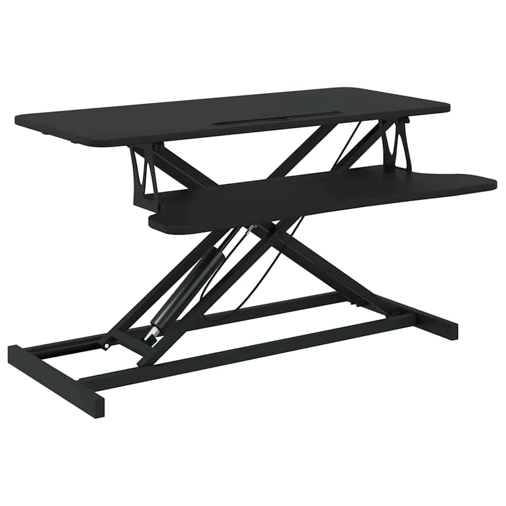 Bureau de travail réglable et bois 90 x 40 x 13-50 cm noir acier – vue de côté