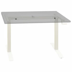 Cadre de bureau en hauteur réglable avec manivelle manuel 160 x 60 x 113 cm blanc acier – vue d’ensemble