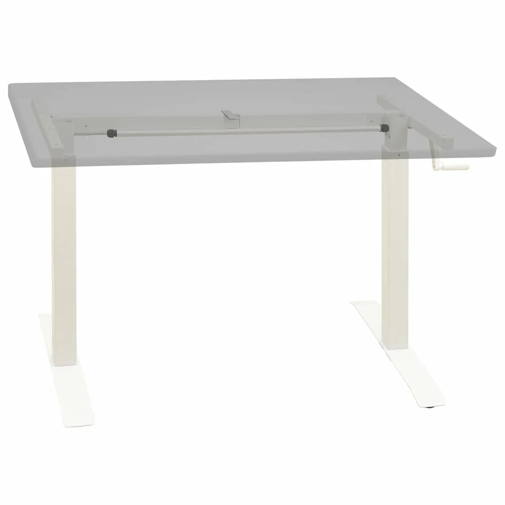Cadre de bureau en hauteur réglable avec manivelle manuel 160 x 60 x 113 cm blanc acier – vue d’ensemble
