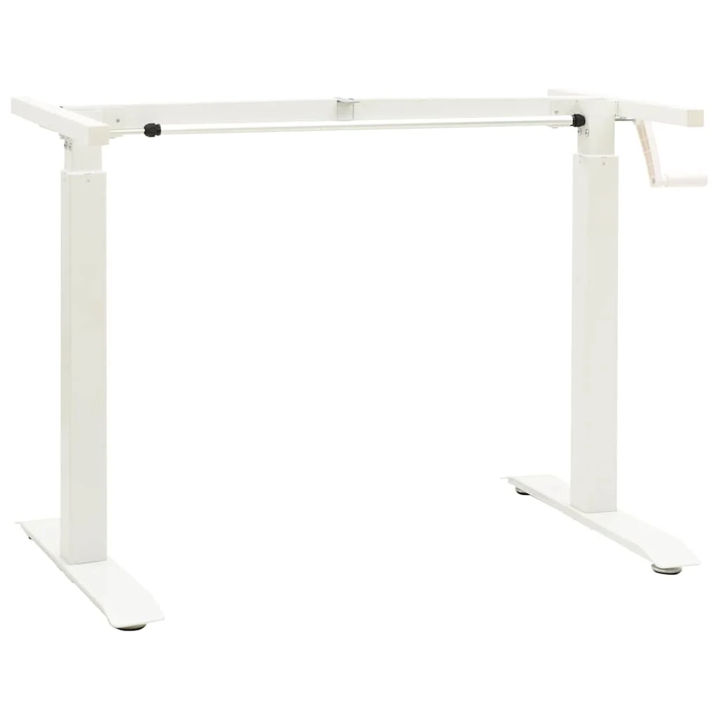 Cadre de bureau en hauteur réglable avec manivelle manuel 160 x 60 x 113 cm blanc acier – vue de côté