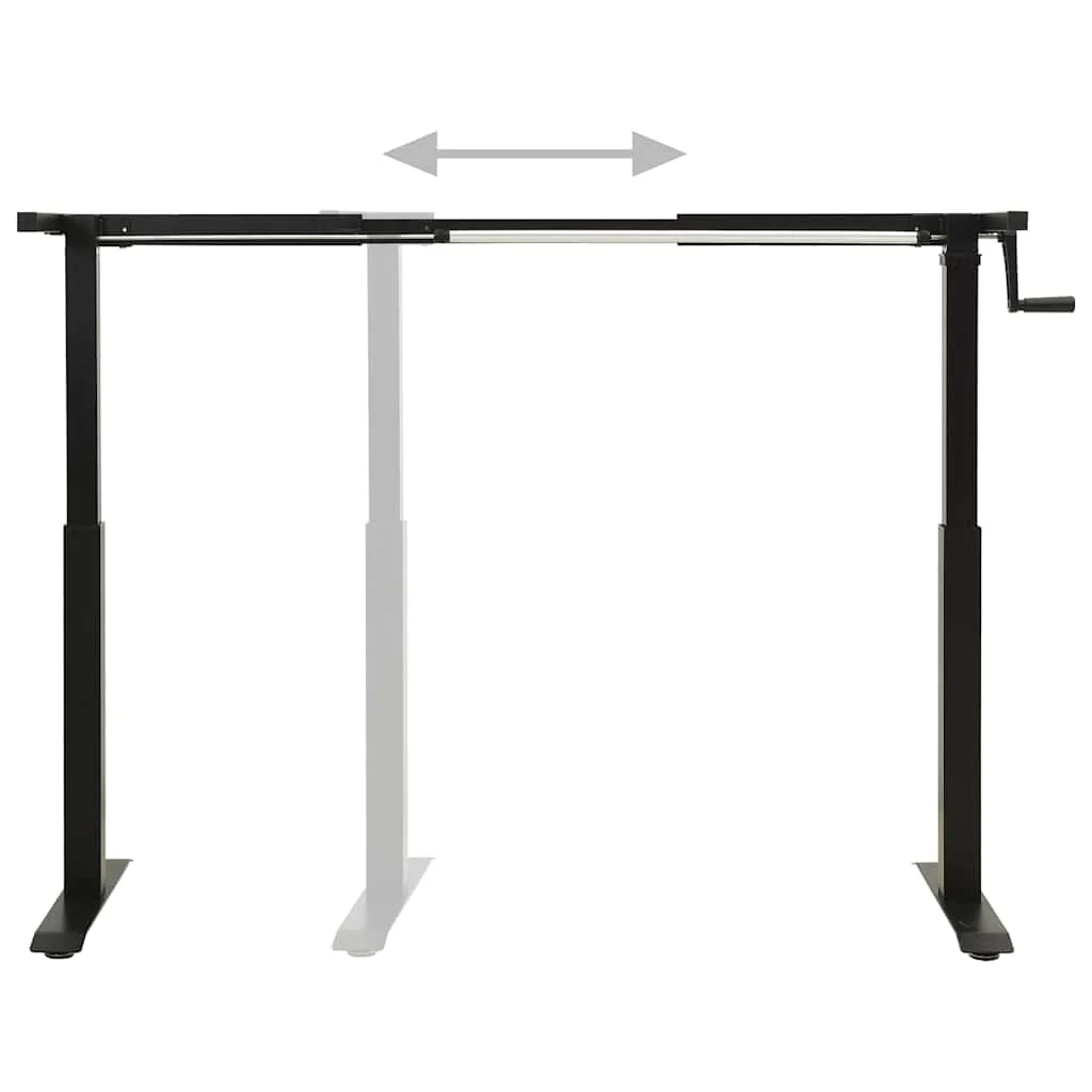 Cadre de bureau en hauteur réglable avec manivelle manuel 160 x 60 x 113 cm noir acier – vue de dessus