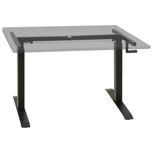 Cadre de bureau en hauteur réglable avec manivelle manuel 160 x 60 x 113 cm noir acier – vue d’ensemble