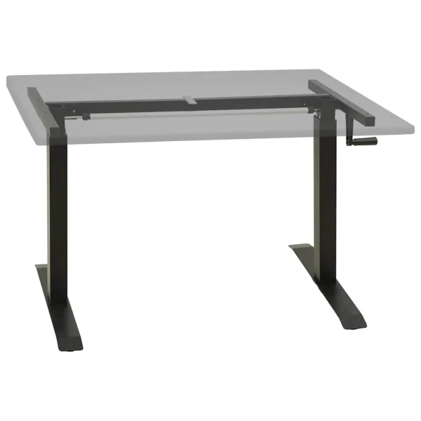 Cadre de bureau en hauteur réglable avec manivelle manuel 160 x 60 x 113 cm noir acier – vue d’ensemble