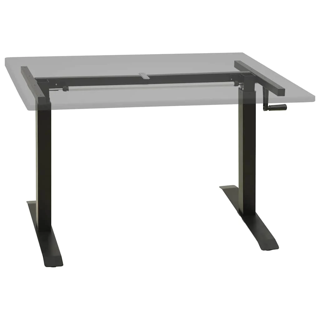 Cadre de bureau en hauteur réglable avec manivelle manuel 160 x 60 x 113 cm noir acier – vue d’ensemble