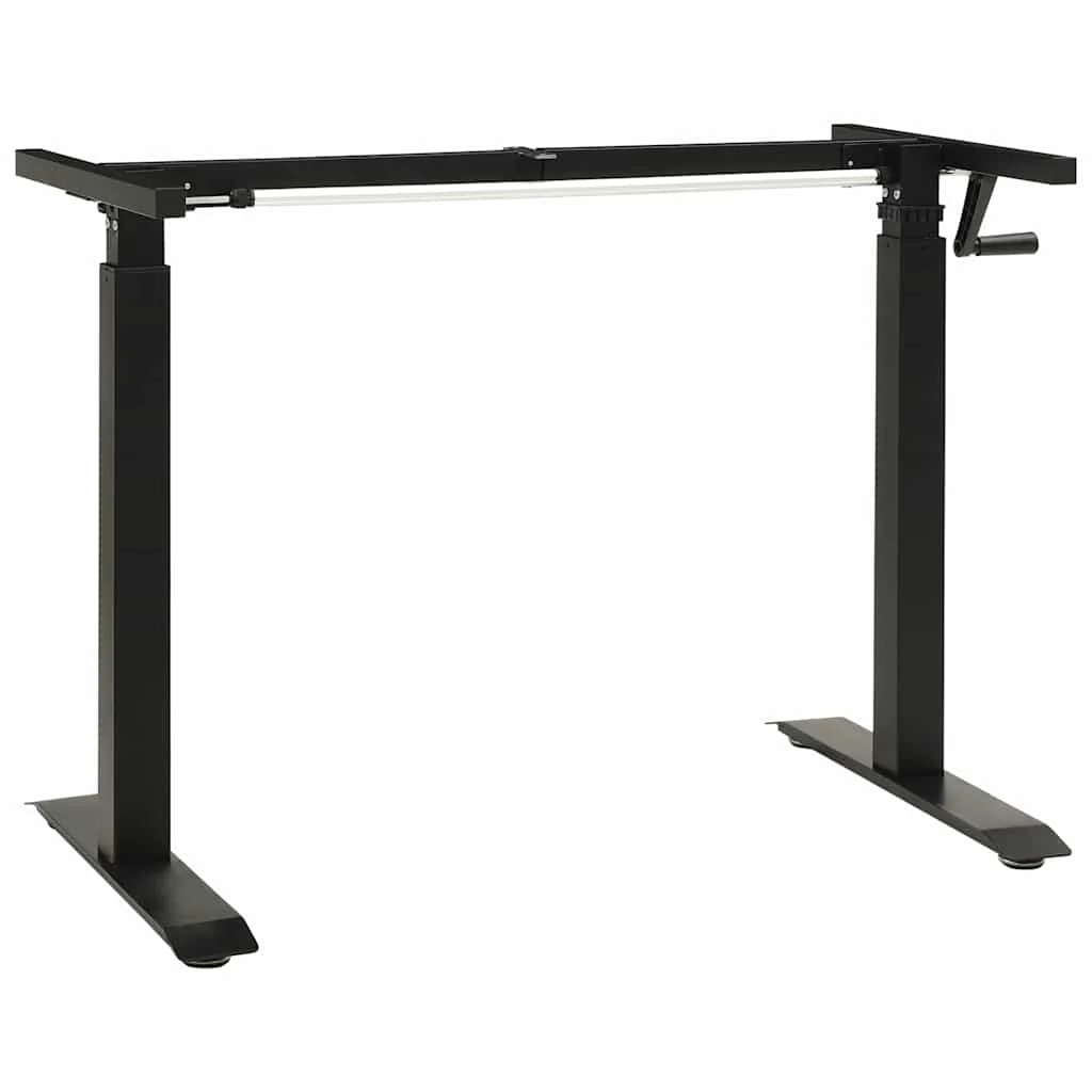 Cadre de bureau en hauteur réglable avec manivelle manuel 160 x 60 x 113 cm noir acier – vue de côté