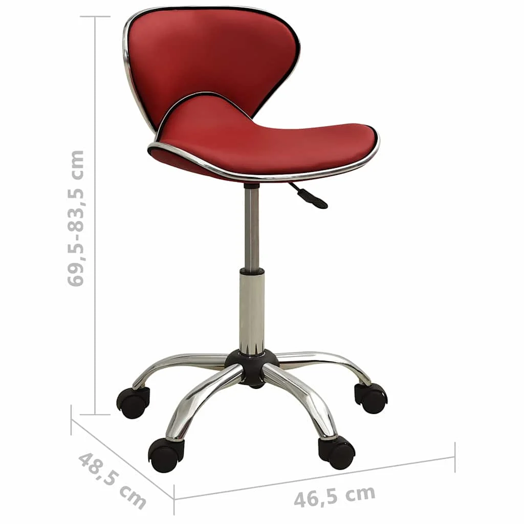 Chaise de bureau 46,5 x 48,5 x 83,5 cm rouge similicuir – modèle 2 – vue de dessus