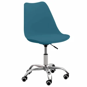 Chaise de bureau 48 x 48 x 93 cm turquoise similicuir – vue d’ensemble