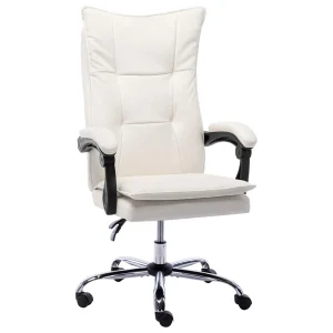 Chaise de bureau 64 x 68 x 120 cm crème similicuir – vue d’ensemble