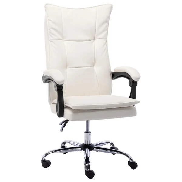 Chaise de bureau 64 x 68 x 120 cm crème similicuir – vue d’ensemble