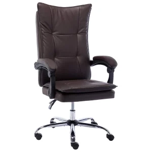 Chaise de bureau 64 x 68 x 120 cm marron similicuir – vue d’ensemble
