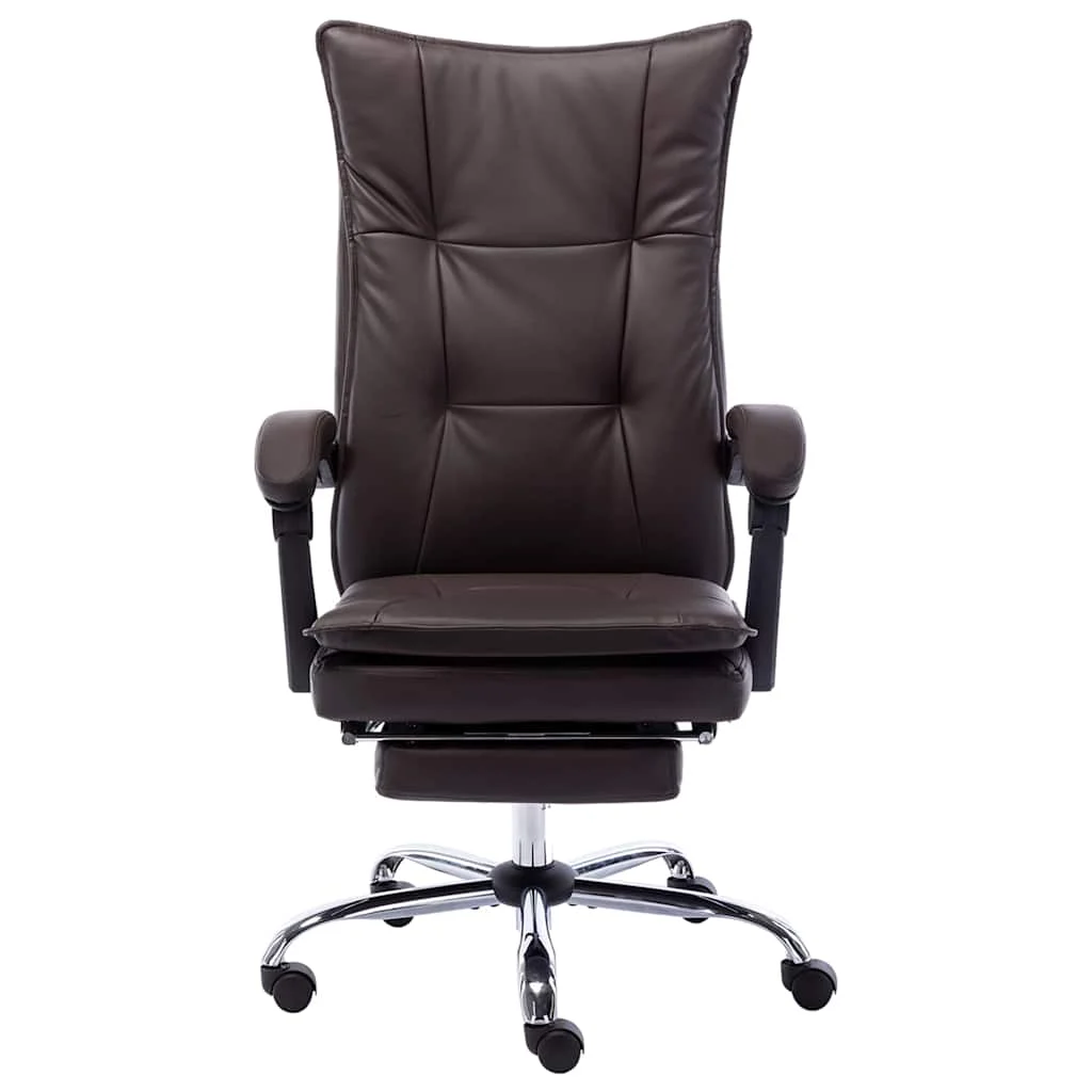 Chaise de bureau 64 x 68 x 120 cm marron similicuir – modèle 2 – vue de face