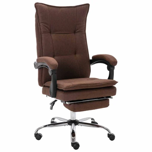 Chaise de bureau 64 x 68 x 120 cm marron tissu – modèle 2 – vue d’ensemble