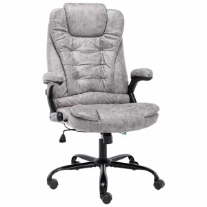 Chaise de bureau 67 x 71 x 119 cm gris clair similicuir daim – vue d’ensemble