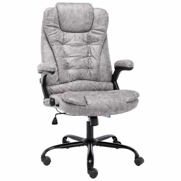 Chaise de bureau 67 x 71 x 119 cm gris clair similicuir daim – vue d’ensemble