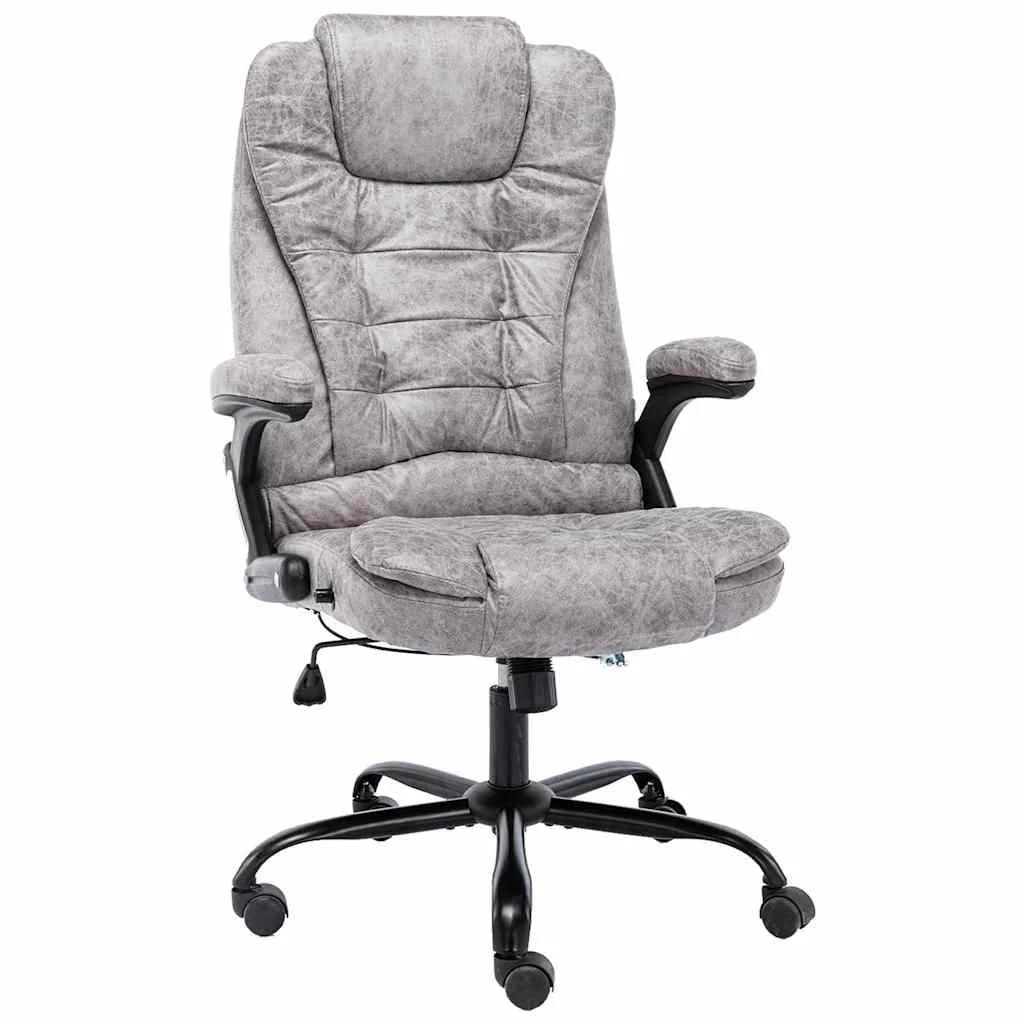 Chaise de bureau 67 x 71 x 119 cm gris clair similicuir daim – vue d’ensemble